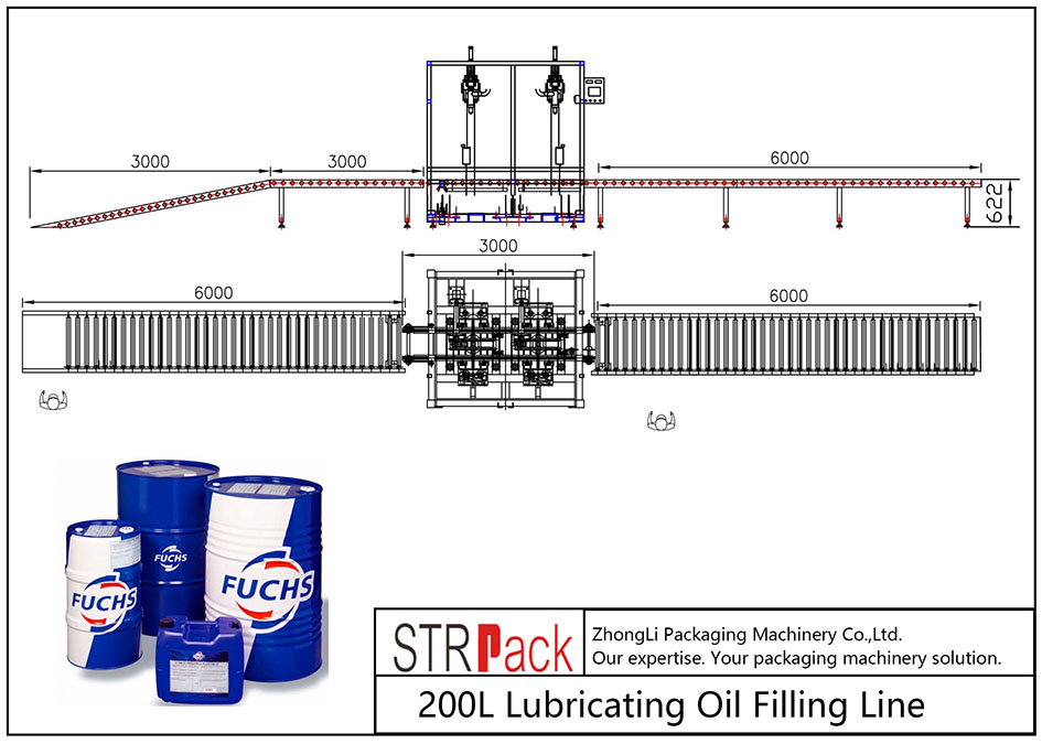 Línia d'ompliment automàtic d'oli lubricant 200L