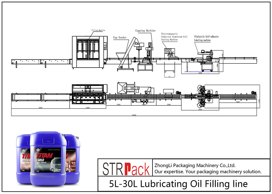 Línia automàtica d'ompliment de oli lubricant 5L-30L